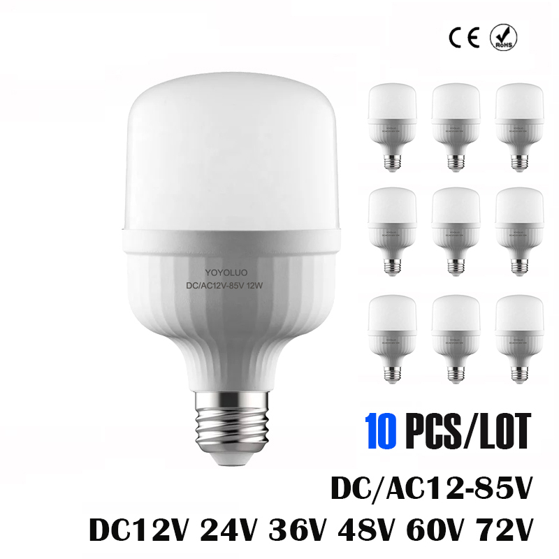 10PCS LED  E27 6W 9W 12W Ʈ AC & DC 12V 24..